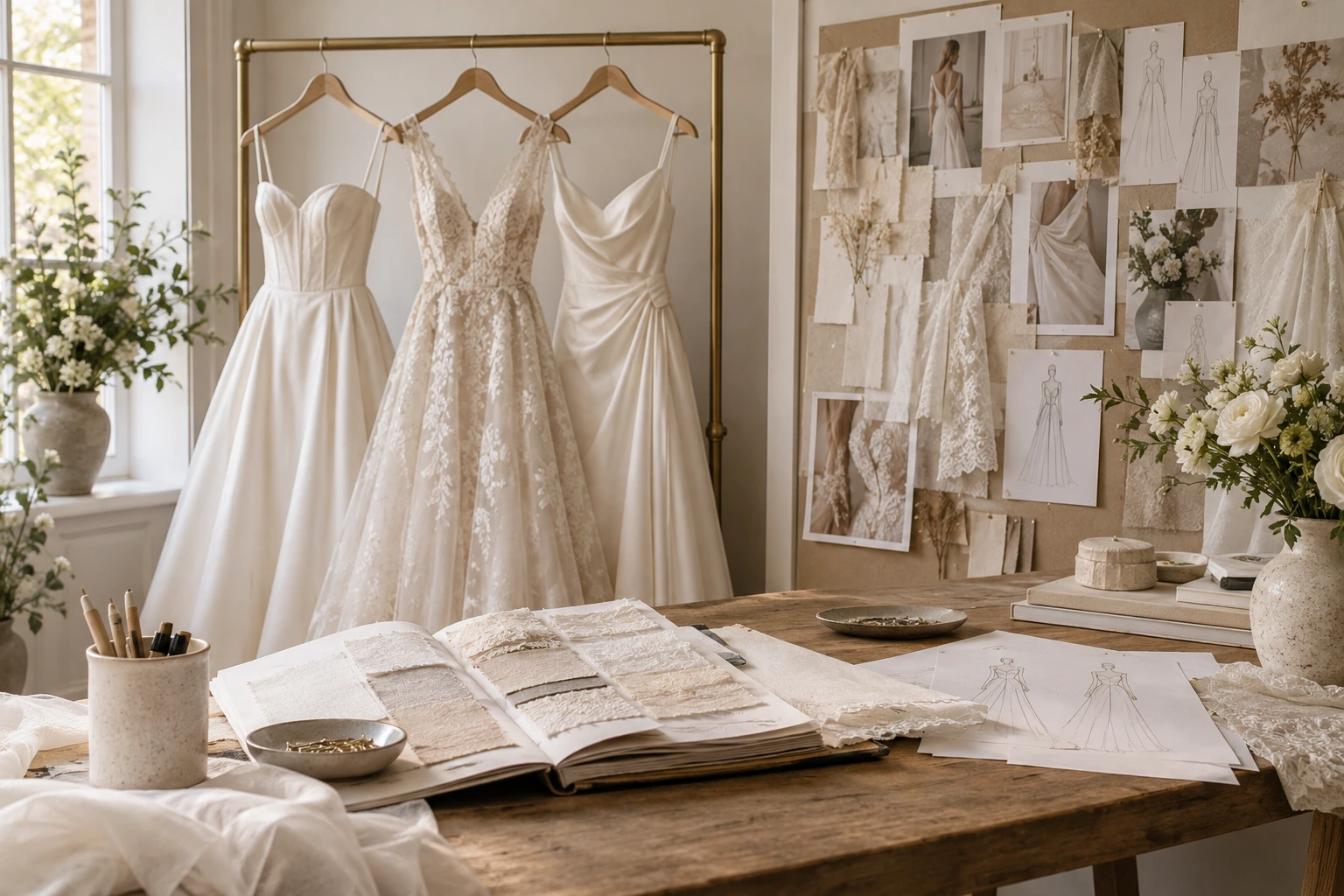Small bridal collection, moodboard and fabric samples for a new brand
